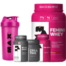 Kit : Femini Whey + Bcaa + Creatine + Colágeno + Coqueteleira